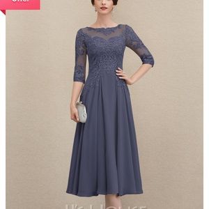 JJ’s House Scoop Neck Beaded Sequins A-line Dress 8 Blue NWT